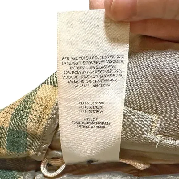 Wilfred Jallade High-Waisted Belted Textured Twill Pants - Green Plaid - 10 - Picture 6 of 8